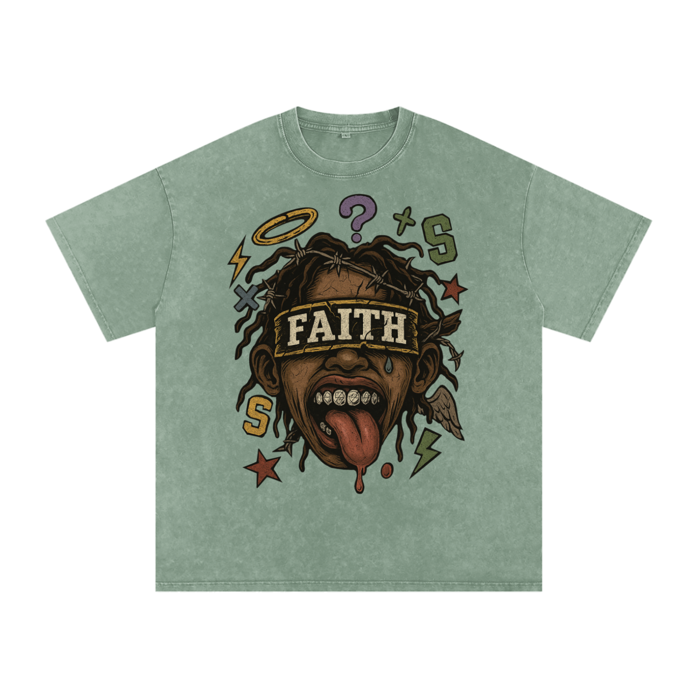 Snow Washed Oversized Cotton T-Shirt